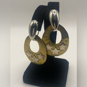 💎JEEP COLLINS💎 Sterling Silver & Brass Star Door Knocker Earrings - Retired